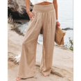 thumbnail image 1 of Pantalons Longs Amples pour Femmes Été Taille Large en Coton Lin, 1 of 4
