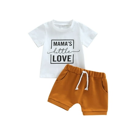 

Toddler Baby Boy Girl Clothes Set Unisex Solid Short Sleeve Tops Pocket Drawstring Shorts Outfits