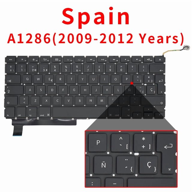 New A1286 For Macbook Pro 15" Replacement Keyboard US UK Russian French Spain Arabic Version 2009 2010 2011 2012 Year SP