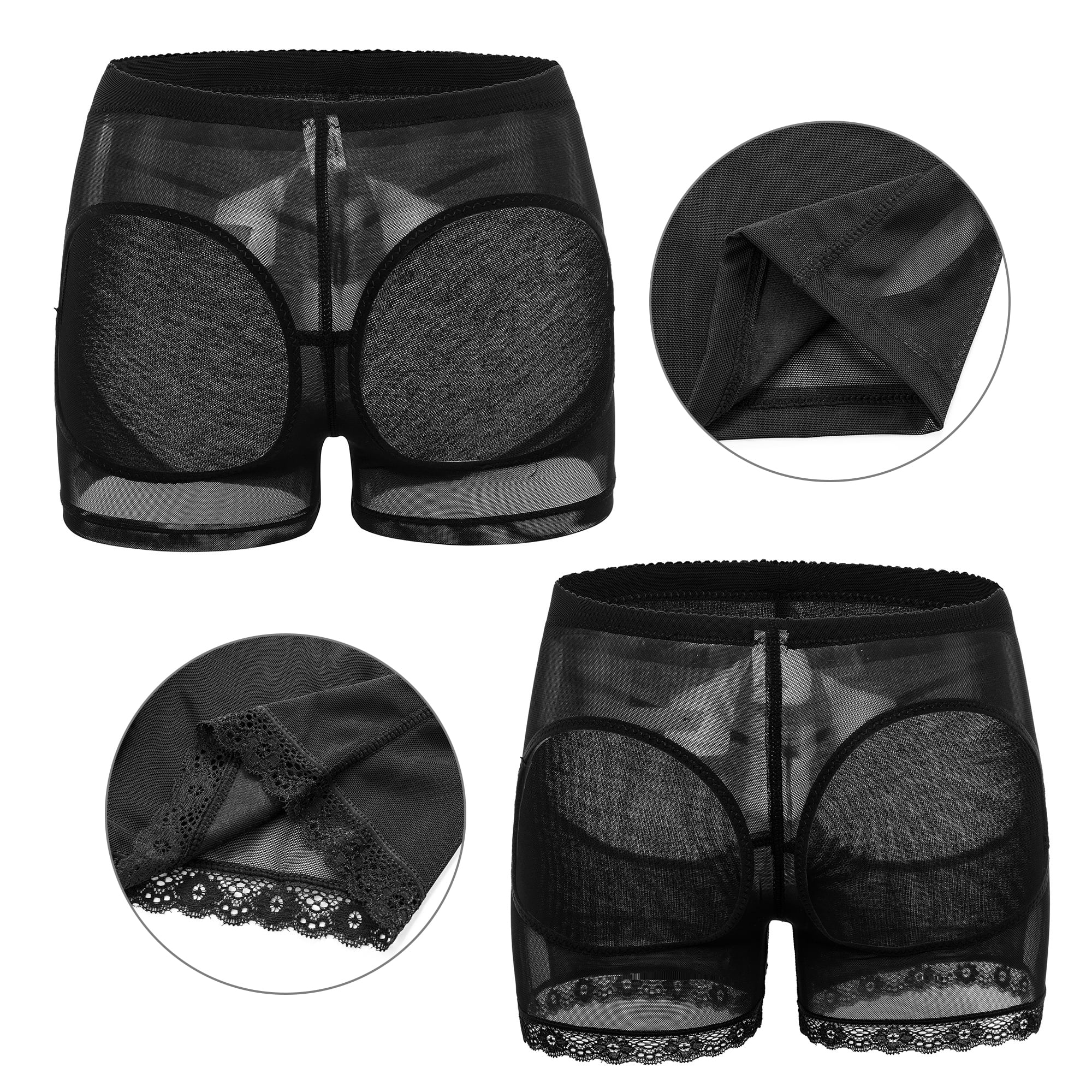Male Soft Comfortable Lace Booty Short Underwear in Cream or Black