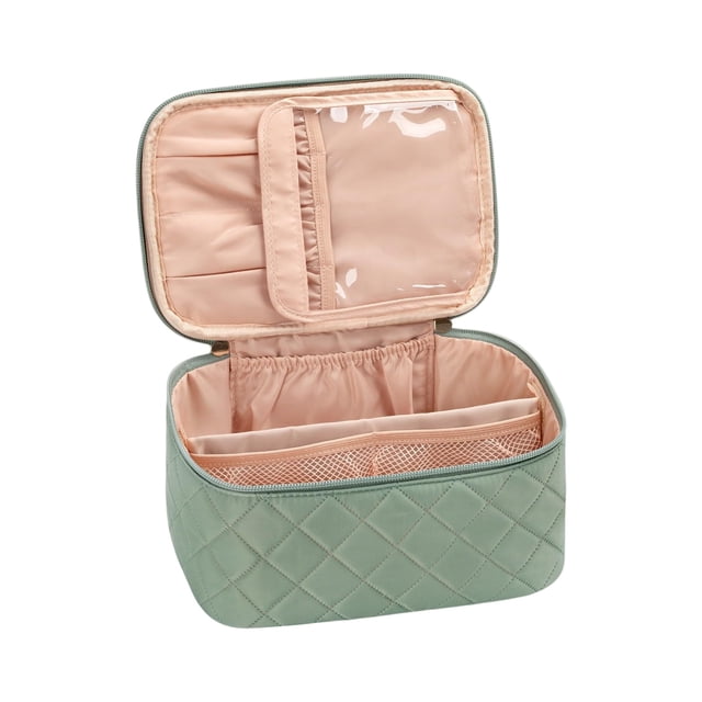 KoiLife Makeup Organizer Bag with Handle Multi-Pocket Makeup Bag Portable Makeup Travel Bag Makeup Bag for Travel or Home Travel Cosmetic Organizer with Compartments 11×5×6" for Daily Use Traveling