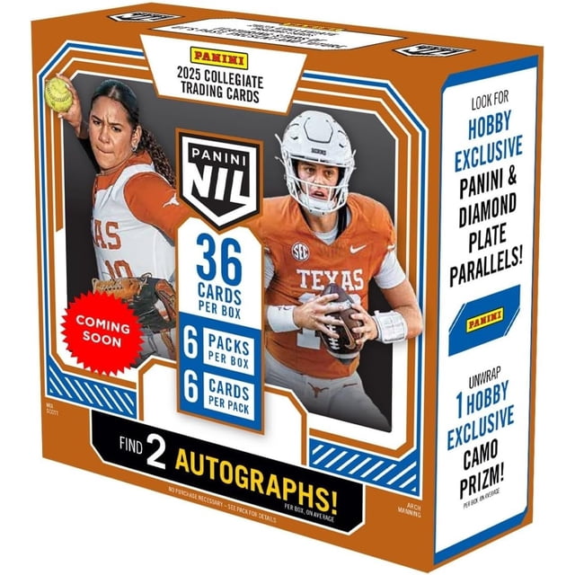 2025 Panini Nil Texas Longhorns Hobby Trading Card Box (2 Autographs Per Box)