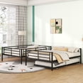 thumbnail image 3 of Bunk Bed, Save Space or Split Into 2 Beds, Metal Bunk Bed with Ladder and Safety Guardrail, Space-Saving Bunk Beds with Trundle for Teens & Adults, No Box Spring Needed, 3 of 9
