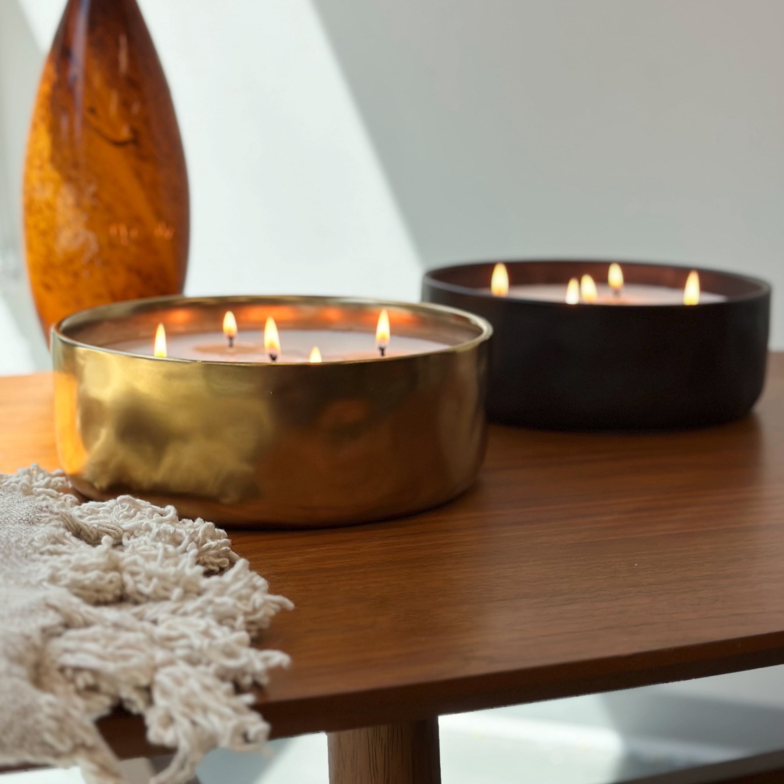 Home Décor Collections 43.7oz Spiced Vanilla & Tabac Scented 5-Wick Gold Glazed Ceramic Candle
