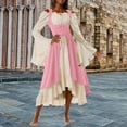 thumbnail image 2 of Wyobmus Women's Medieval Renaissance Dress 2 Pcs Victorian Dress Fashion Retro Off-The-Shoulder Gothic Midi Dress with Front Open High Waist Lace Up Clothes Pink, 2 of 6