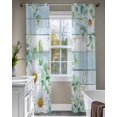 thumbnail image 4 of Daisy Spring Floral Sheer Curtains 84 Inch Length 2 Panels Set for Living Room/Bedroom, Eucalyptus Leaves Watercolor Wooden Kitchen Curtains Grommet Semi-Sheer Curtains Window Treatments 52"x84"x2, 4 of 7