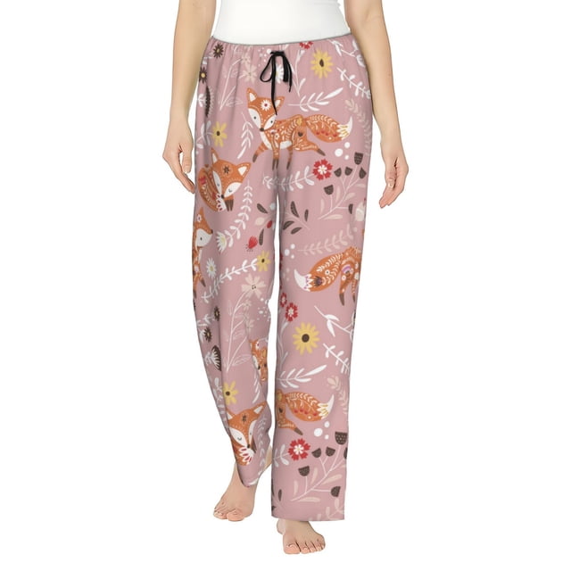 Balery Beautiful Fox Pantalones de pijama para mujer, pijamas ultraligeros, pantalones de estar por casa-X-Large