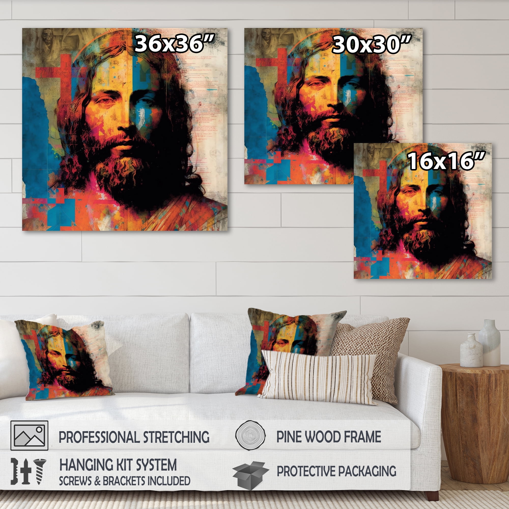Designart Pop Art Jesus Portrait III Canvas Wall Art