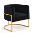 thumbnail image 2 of Hassch Upholstered Velvet Accent Chair with Golden Metal Base, Mid-Century Modern Leisure Chair with Curved Backrest for Living Room, Bedroom, Lounge, Black, 2 of 5