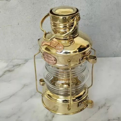 Vintage Brass Anchor Oil Lamp Collectible Nautical Maritime Ship Lantern Oil lamp Boat Light