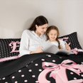 thumbnail image 4 of Manfei Personalized Monogrammed Gifts Full Size Comforter Sets,Kawaii Bowknot Alphabet E Bedding Comforter Set,Black Reversible,3-Piece,1 Comforter and 2 Pillowcases, 4 of 7