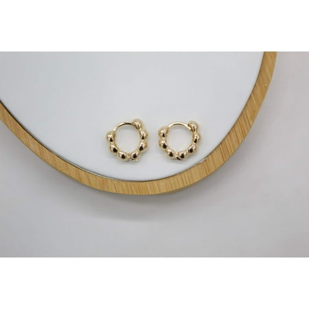 18K Gold Filled Beaded Huggies (K253) (L343)