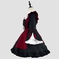 thumbnail image 4 of Ygbgbb Womens Plus Size Maid Outfit Cosplay Dresses Flare Long Sleeve Dresses Button Neck Patchwork Layered Midi Dresses Pleated Bow Tie Waist Dresses Ruffle Tiered Princess Dresses Wine XL, 4 of 5