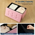 thumbnail image 6 of Storage Ottoman Bench 30 inch Foldable Ottoman Foot Rest Velvet Ottoman Rectangle End of Bed Bench Storage Chest for Living Room Bedroom Entryway Pink, 6 of 8
