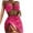 Hot Pink, variant on TMOYZQ Women's 3 Piece Bathing Suits O-Ring Halter Textured Bikini Swimsuits Set with Drawstring Beach Cover Ups Mesh Skirt