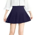 thumbnail image 2 of NAISIBABY Girls School Uniform Skirt, High Waisted A-Line Cotton Kids Mini Pleated Skorts Navy 2T, 2 of 4