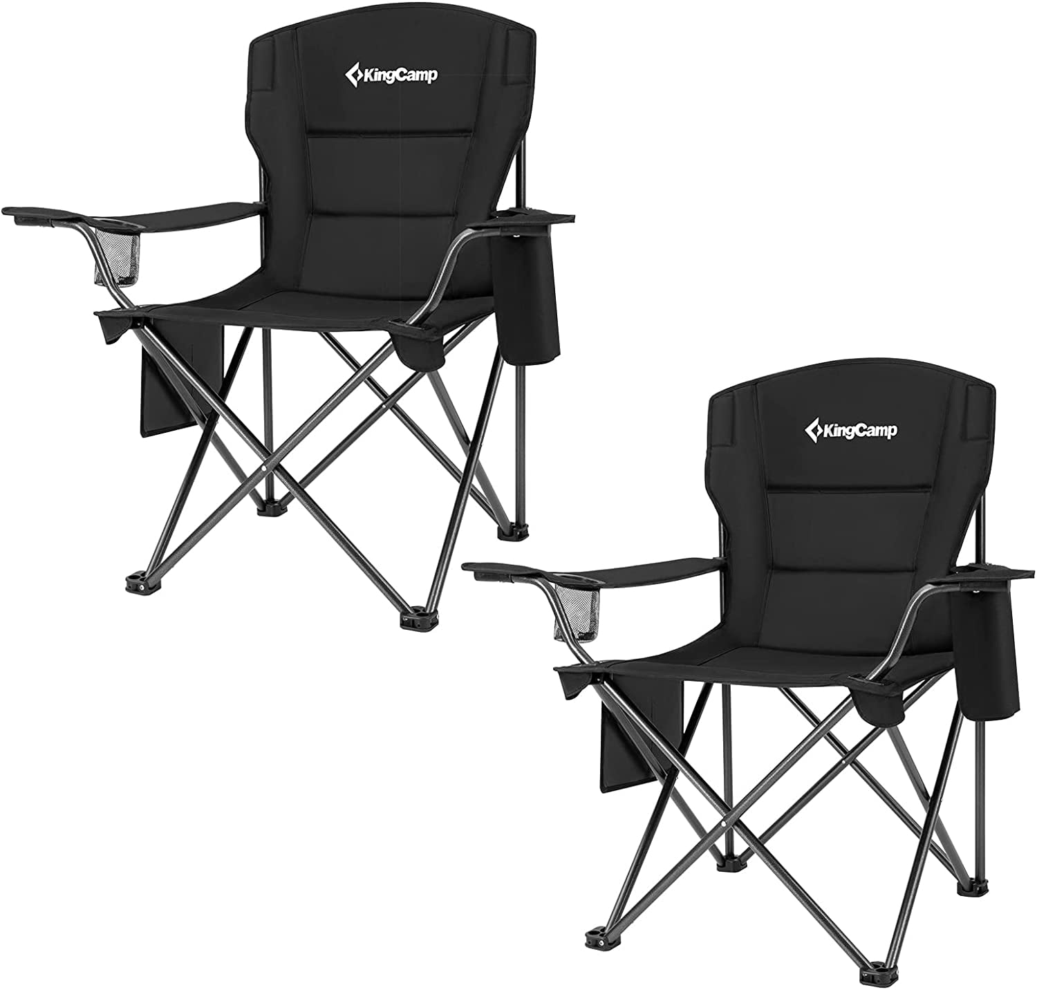 KingCamp Oversized Camping Chairs 2 Pack, Padded Compact Folding Portable Chair, Supports 300