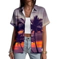thumbnail image 2 of Yopmin Hawaiian Shirts Womens Palm Tree Lapel Button Down Short Sleeve Beach Shirts Summer Basic Tops for Travel, 2 of 7