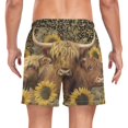 thumbnail image 4 of joogoo Men's Highland Cattles Leopard Sunflowers Swim Trunks with Liner Pocket Beach Shorts Small, 4 of 9