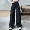 thumbnail image 6 of PInxai Cargo Pants Women High Drawstring Elastic Waisted Athletic Trackpants Casual Wide Leg Outdoor Hiking Pants, 6 of 7