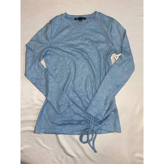 MSRP $60 Inc International Concepts Metallic Side-Ruched Knit Top Size XS