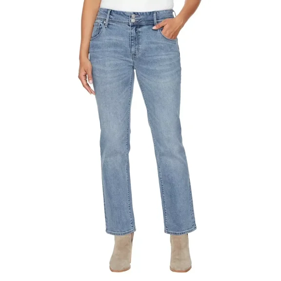 Hudson Los Angeles Midrise Straight Jeans, Icy Blue 12/32