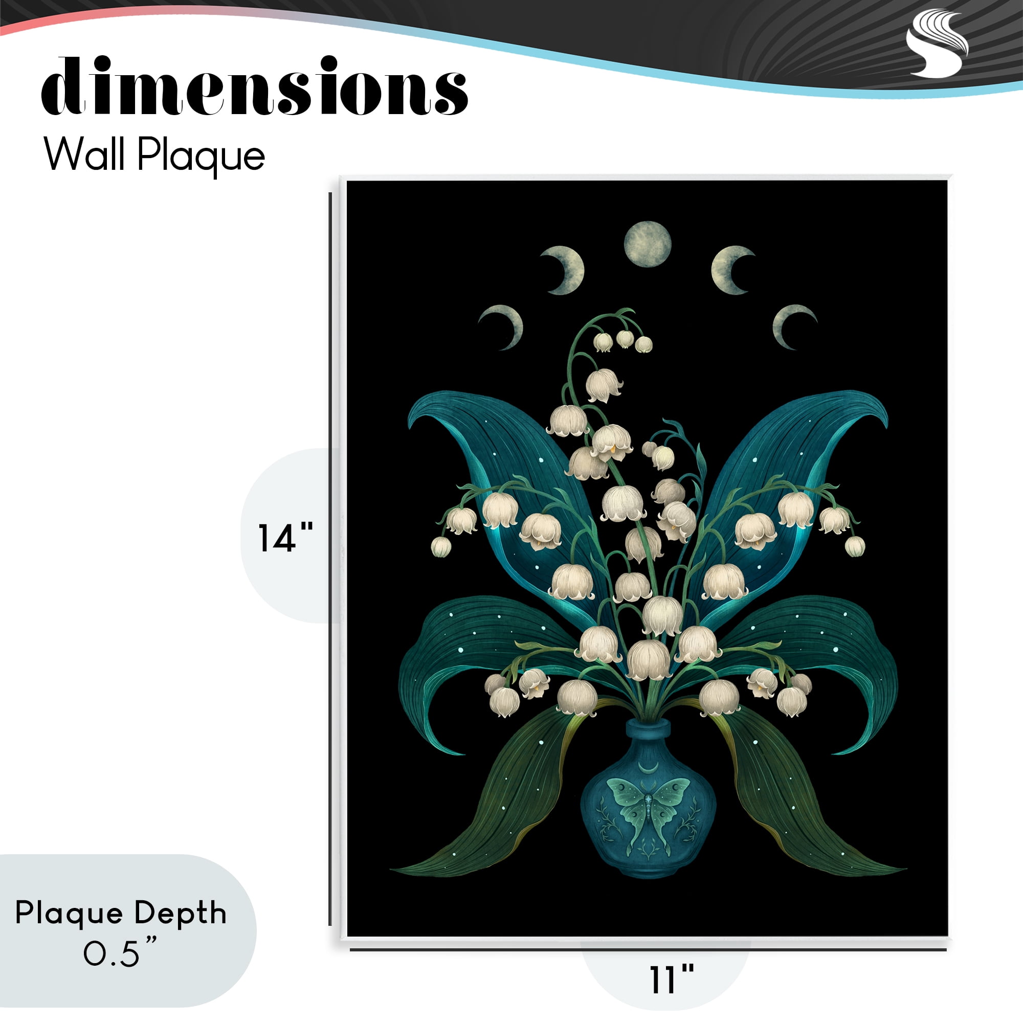 Stupell Industries Lunar Lily Of Valley Wall Plaque Art, design by Episodic Drawings