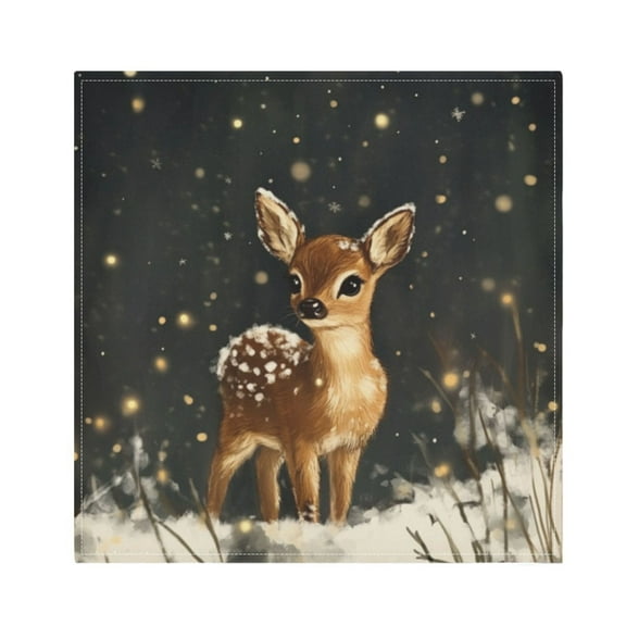 Napkin Satin Napkin 20*20Inchx1 Kitchen Towel Dinner Plate Towel Decorative Towel Napkin Tea Towel Suitable For Kitchen Table Cute Little Snow Deer