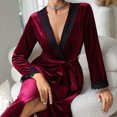 thumbnail image 5 of New Fjofpr Womens Nightgowns & Sleepshirts Women's Casual Homewear Long V-Neck Lace Robes Nightwear Pajamas Wine L, 5 of 9
