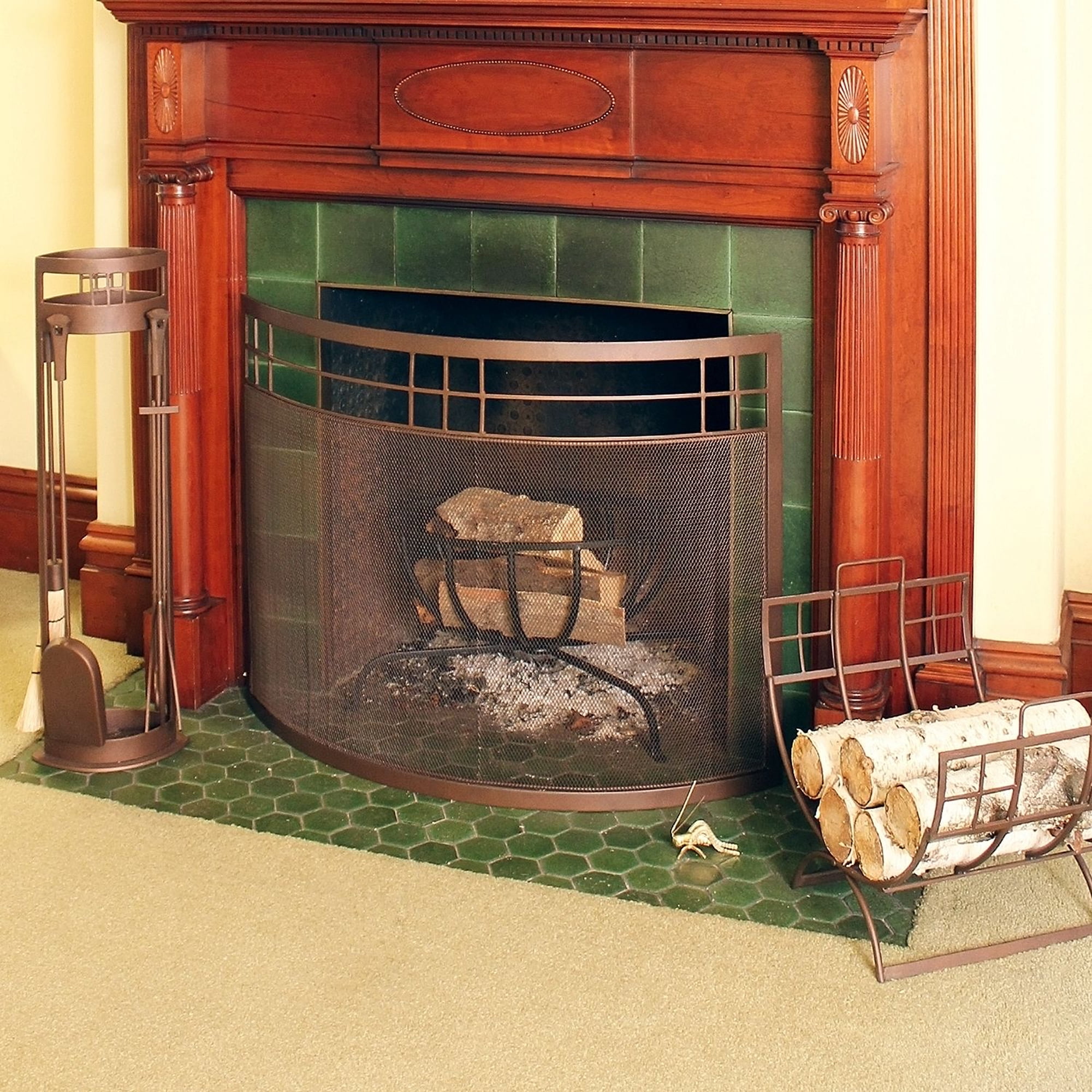 Minuteman International Arts and Crafts Curved Fireplace Screen, Bronze Sansujyuku sansujyuku.com