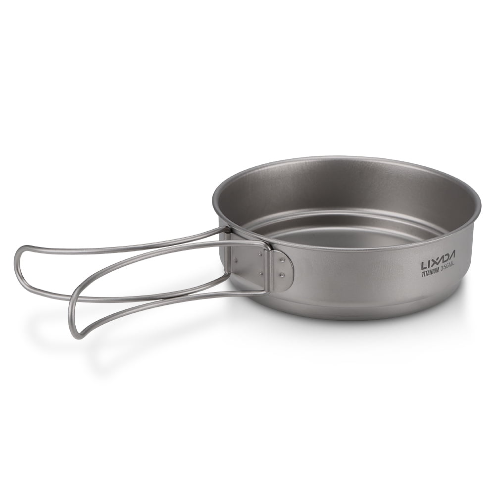 Titanium Wood Stove Frypan Ultra Light Portable Cooking Equipment Mess Kit Tools with Folding Handle for Picnic BBQ Camp Hiking Lixada Camping Cookware Set