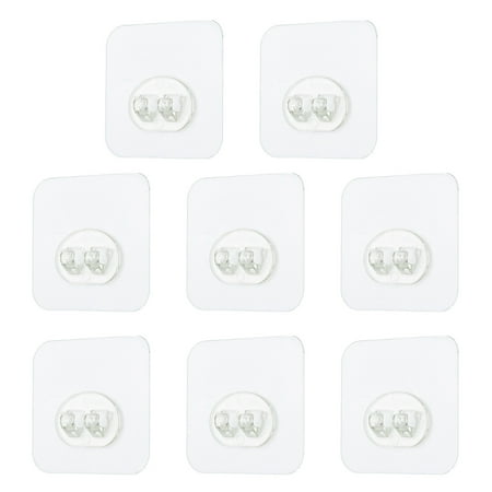 

8Pcs Adhesive Hook Transparent Space Saving Plastic Corner Shelf Basket Seamless Hook Bathroom Supplies