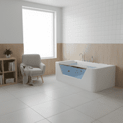 67 Luxury Whirlpool Bathtub with Panoramic Glass Window | 7 Hydro-Massage Jets, Waterfall Faucet & LED Chromatherapy | 1HP 750W Motor, Acrylic Spa Jetted Tub (110V) –Middle Drain