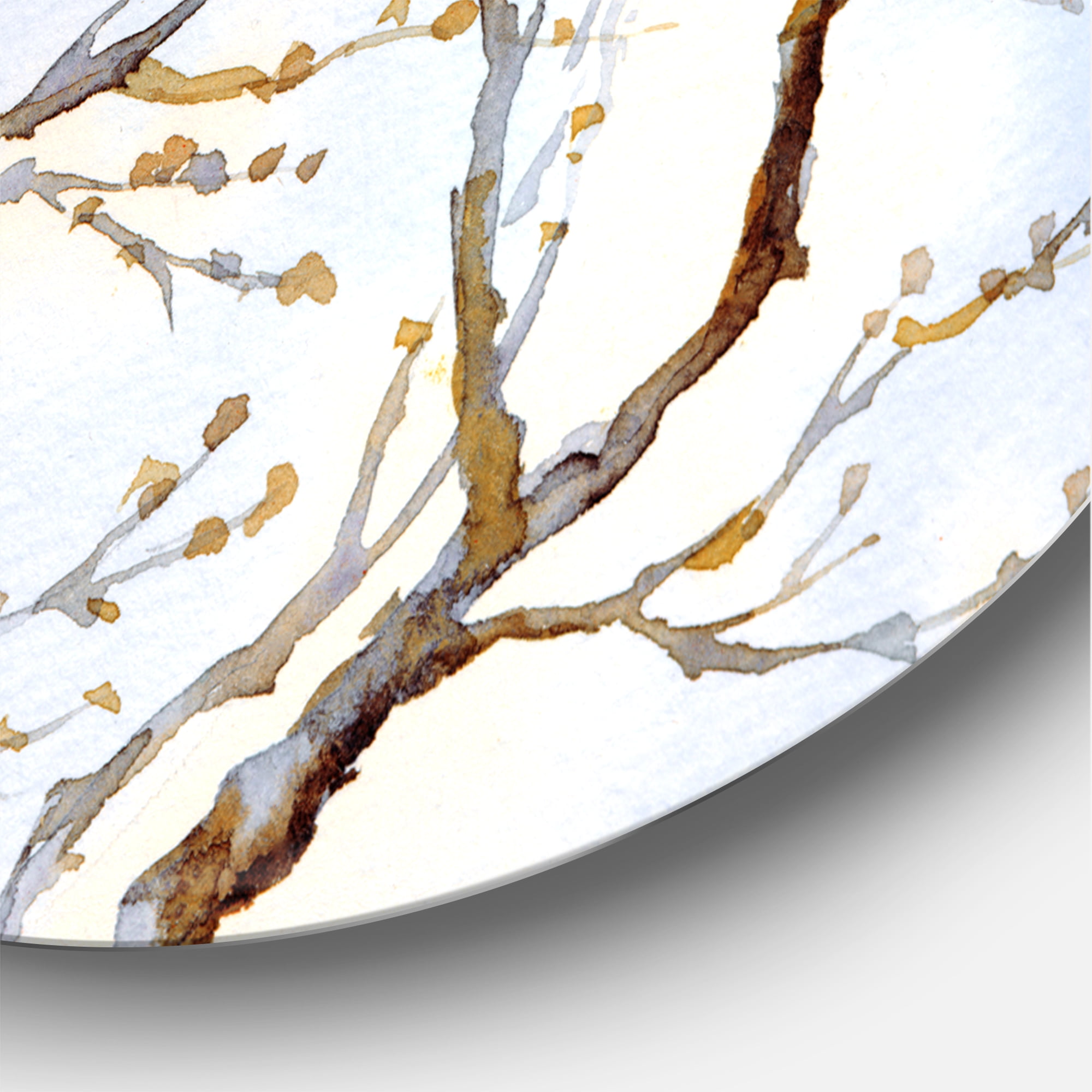 Designart 'Big Old Barren Twig Yard' Traditional Circle Metal Wall Art 11x11 - Disc of 11