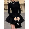 thumbnail image 2 of Minivestido de fiesta de invierno Hepburn para mujer, minivestido negro ajustado de retazos, vestido vintage para mujer, vestido elegante de una pieza a la moda coreana 2023, 2 of 4