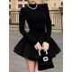 thumbnail image 2 of Minivestido de fiesta de invierno Hepburn para mujer, minivestido negro ajustado de retazos, vestido vintage para mujer, vestido elegante de una pieza a la moda coreana 2023, 2 of 4