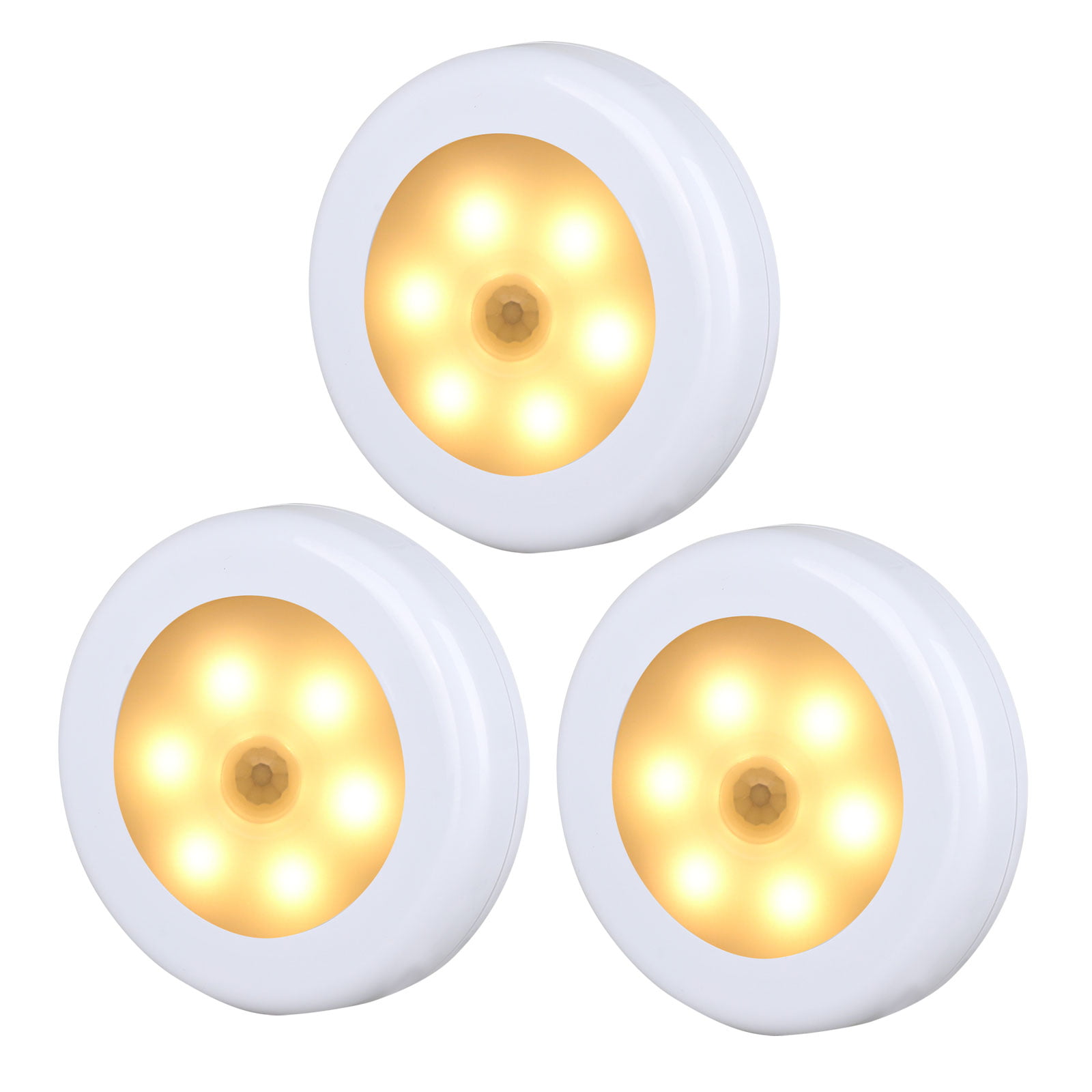 3/6pcs LED Motion Sensor PIR Wireless Night Lights Battery Cabinet Stair Lamp US 