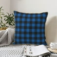 thumbnail image 4 of KLL Blue Black Plaid Decorative Throw Pillow Covers Velvet Soft for Couch Sofa Bedroom Living Room Outdoor (No pillow core)- 20"x20", 4 of 5