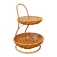 thumbnail image 4 of Cesta de frutas tejida de imitación de ratán, cesta para guardar aperitivos, decoración, organizador de almacenamiento que ahorra espacio para cocina Dos capas, 4 of 8