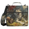 thumbnail image 2 of Zipper Binder 3 Rings Stationery Office Files Daily Organizer File Folder Storage Bag Gray Wolf and Squirrel, 2 of 8