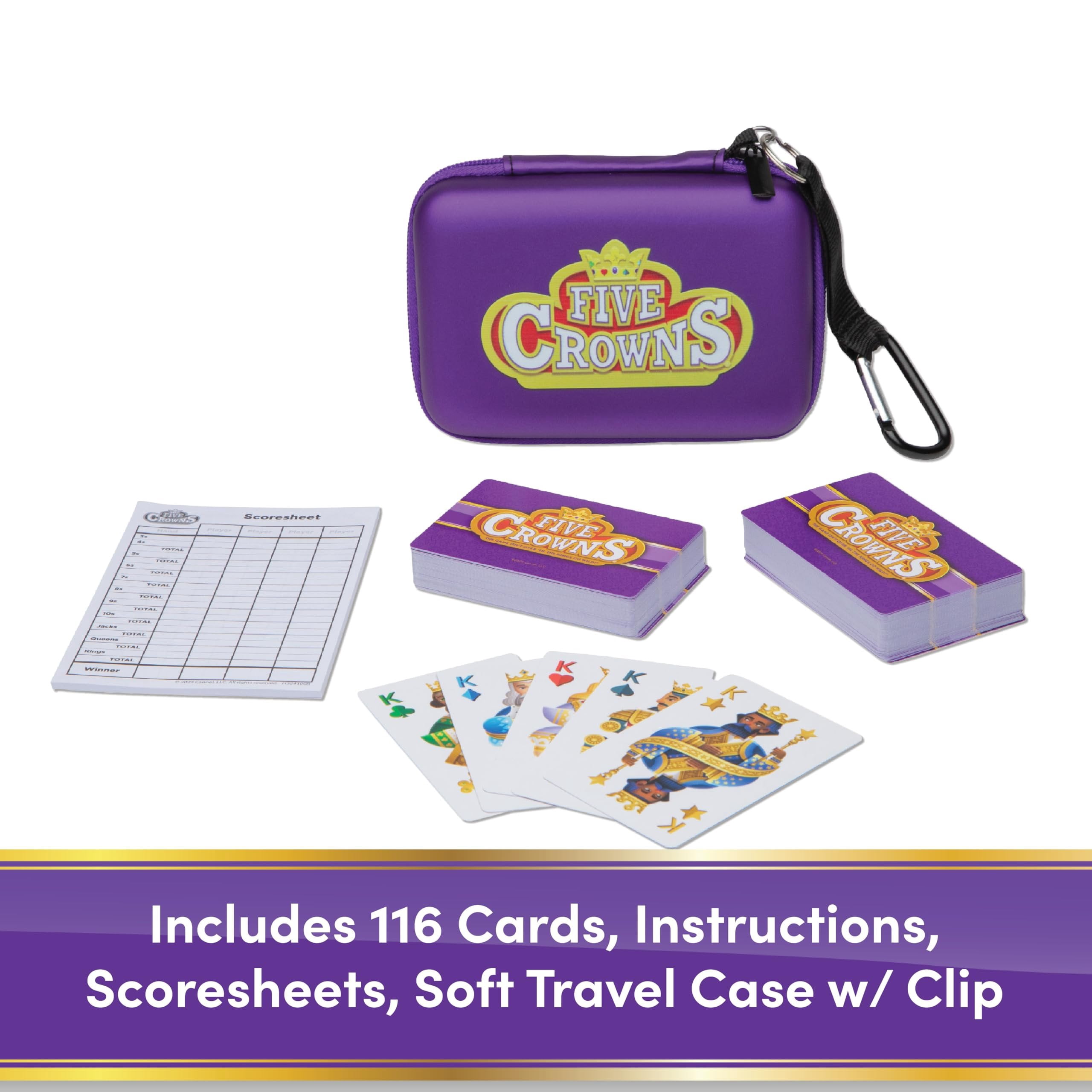 Five Crowns Travel Case Bundle, Cards, Scorecard Included Card Game for Kids and Adults, Family Game Night, The Game isnt Over Until the Kings Go Wild!, 5 Suited Rummy Style Card Game, Ages 8+