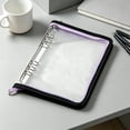 thumbnail image 4 of Leodye 1PCS Transparent PVC Zipper Loose-Leaf Folder, Two-Color Edge Design, Multifunctional Notebook Cover and File Storage Bag -7.9*5.5*1.2in, 4 of 7