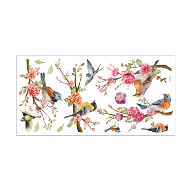 para ventana con diseño de ramas de pájaros de primavera y verano, calcomanía creativa de doble cara para dormitorio, sala de estar,