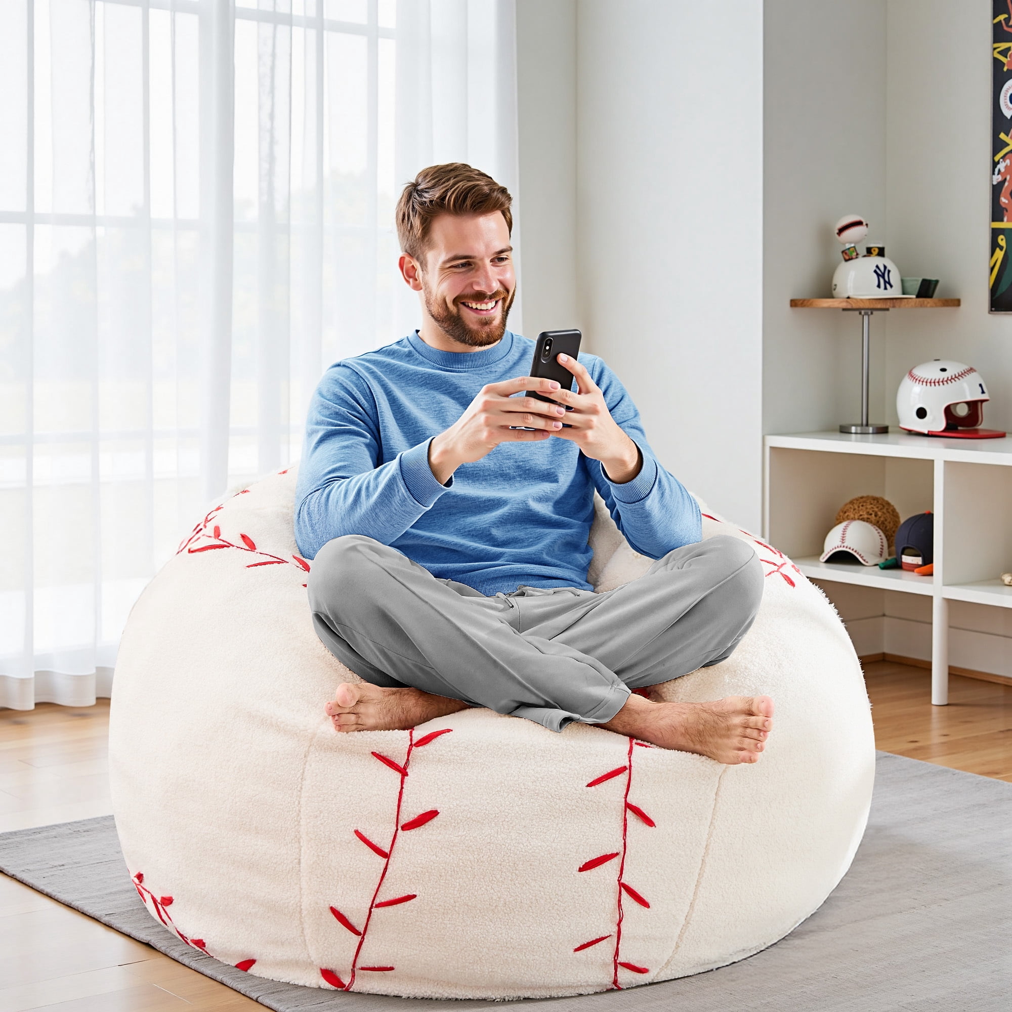 XIECUVA Bean Bag Chair for Adults, High-Rebound Memory Foam Beanbag Chairs with Removable Cover for Living Room Bedroom, 32 Inches