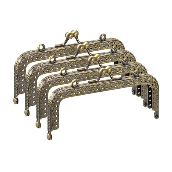 Uxcell Metal Purse Frames, 4.9" 4Pack Kiss Lock Clasp Frame for Coin Bags Sewing DIY, Bronze
