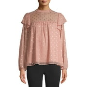 Scoop Foil Dot Print Peasant Blouse Women's