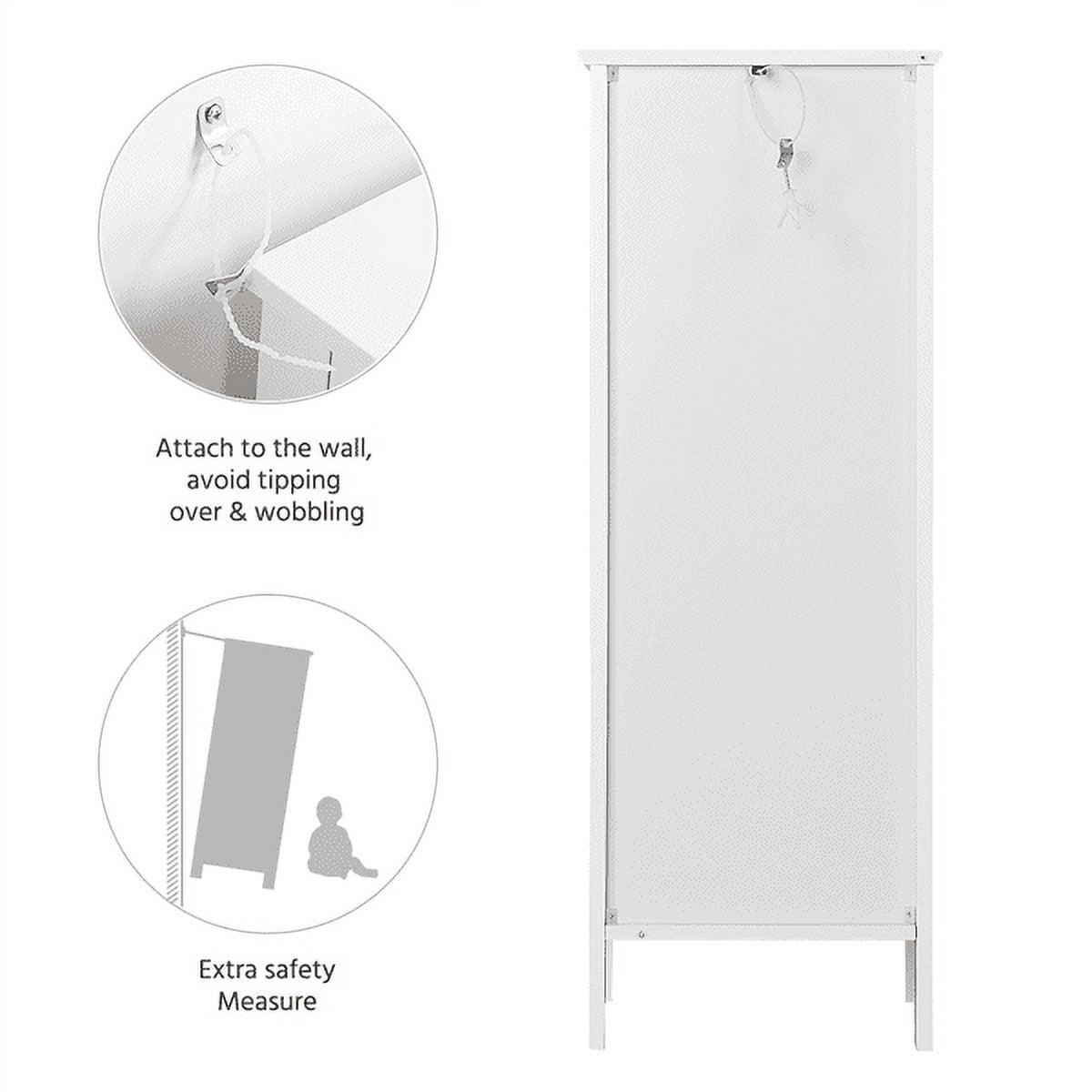 Alden Design Wooden Floor Storage Cabinet with Drawer and Single Shutter Door for Bathroom, White