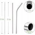thumbnail image 2 of Las pajitas de acero inoxidable 304 se pueden reutilizar, un juego de 12 pajitas de metal, con 2 cepillos de limpieza, respetuosas con el medio ambiente, no tóxicas, lavables, ideales para batidos y batidos. brillar Electrónica, 2 of 5