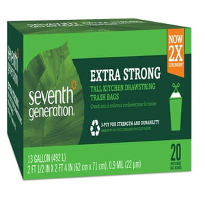 Order Seventh Generation Extra Strong Tall Kitchen Drawstring Trash Bags,  3-Ply, 13 Gallon