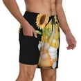 thumbnail image 2 of Yiaed Sunflower Gnomes 3 Print Mens Swim Trunks Bathing Suit Compression Liner Beach Swim Shorts Swimwear Quick Dry Zipper Pocket No-Chafing Board Short-Medium, 2 of 6